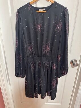 JOIE Women Black Dress with Pink Firework Print